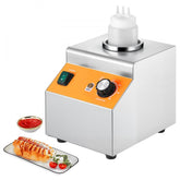 Electric Bottle Warmer with Bottle, 0.8L Commercial Cheese Dispenser, Hot Fudge Warmer 86-185℉ Temp Adjustable, Plastic Bottle Nacho Cheese Sauce Warmer for Hot Fudge Cheese Caramel, Square